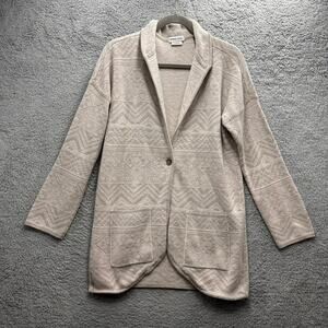 prAna Women's Small Wool‎ Blend One Button Beige Cardigan Soft Warm Winter
